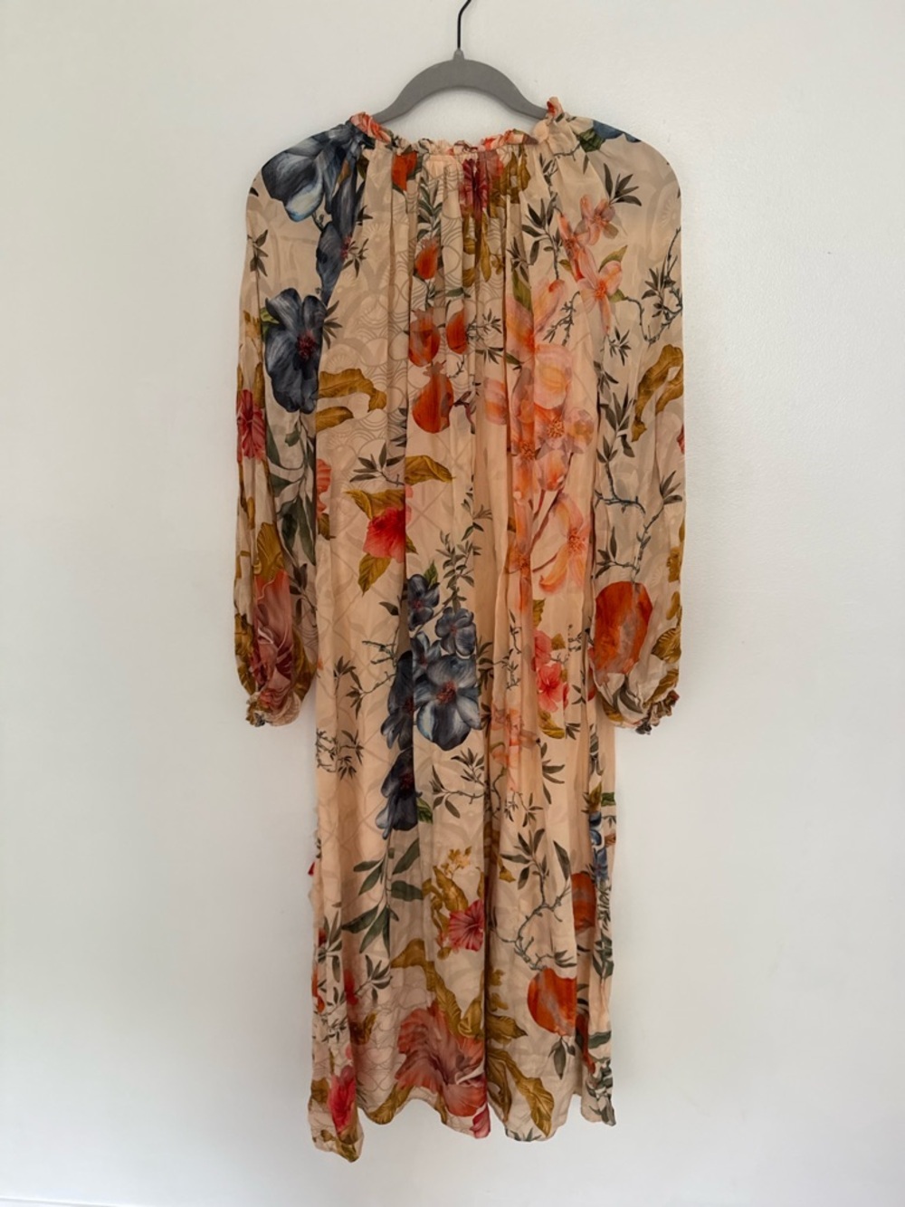 Anthropologie Siddhartha Bansal Dress Neck-Tie Sequin Maxi in Peach Floral - Picture 6 of 8